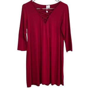 Alya Burgundy Criss-Cross Tunic Dress – Size M